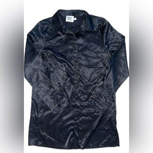 Black Satin Princess Polly Blouse Size Small